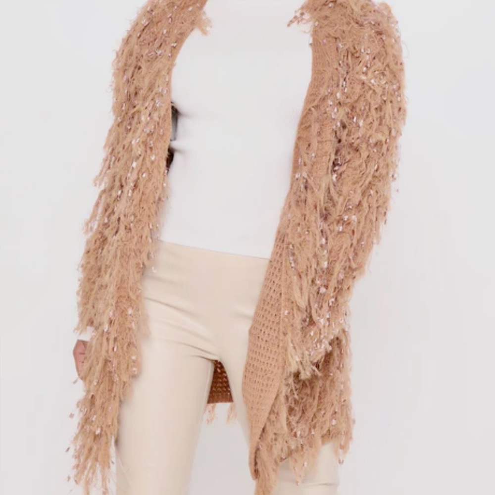 Fashion Nova Tan Fringe Cardigan